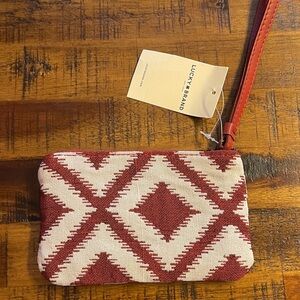 Lucky Brand Geometric Red and Cream Wristlet